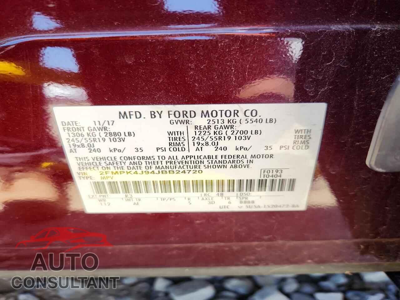 FORD EDGE 2018 - 2FMPK4J94JBB24720