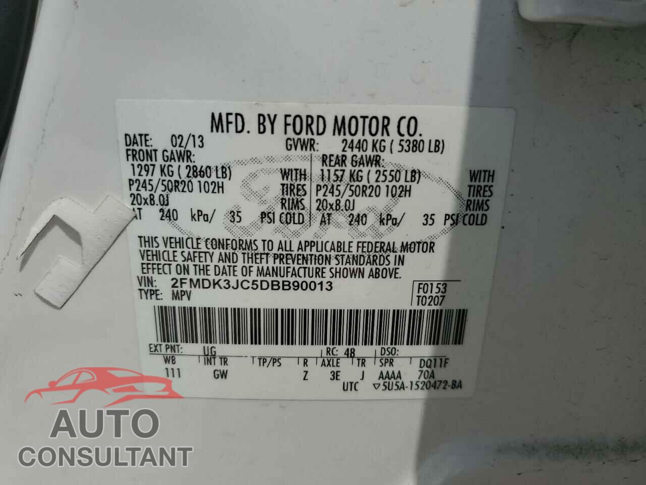 FORD EDGE 2013 - 2FMDK3JC5DBB90013