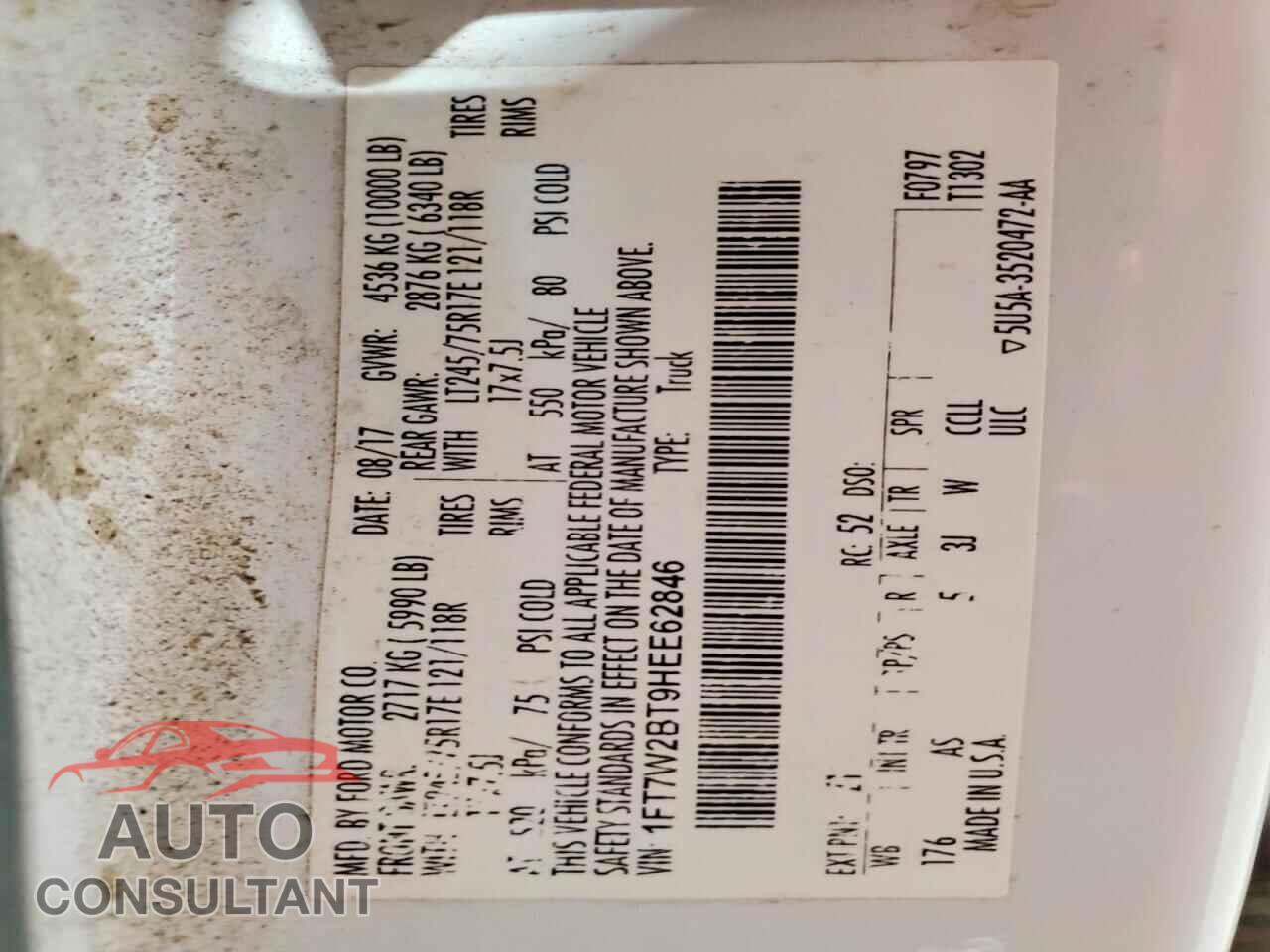 FORD F250 2017 - 1FT7W2BT9HEE62846
