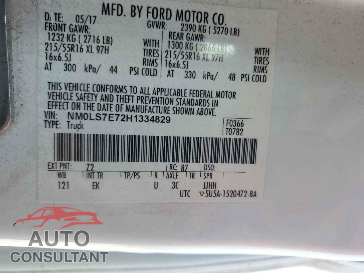 FORD TRANSIT 2017 - NM0LS7E72H1334829