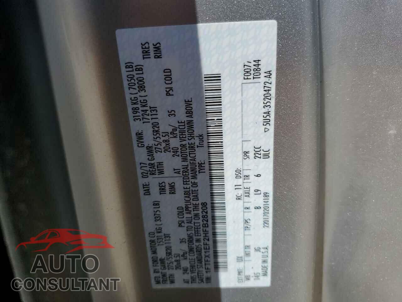 FORD F-150 2017 - 1FTFX1EF2HFB28208