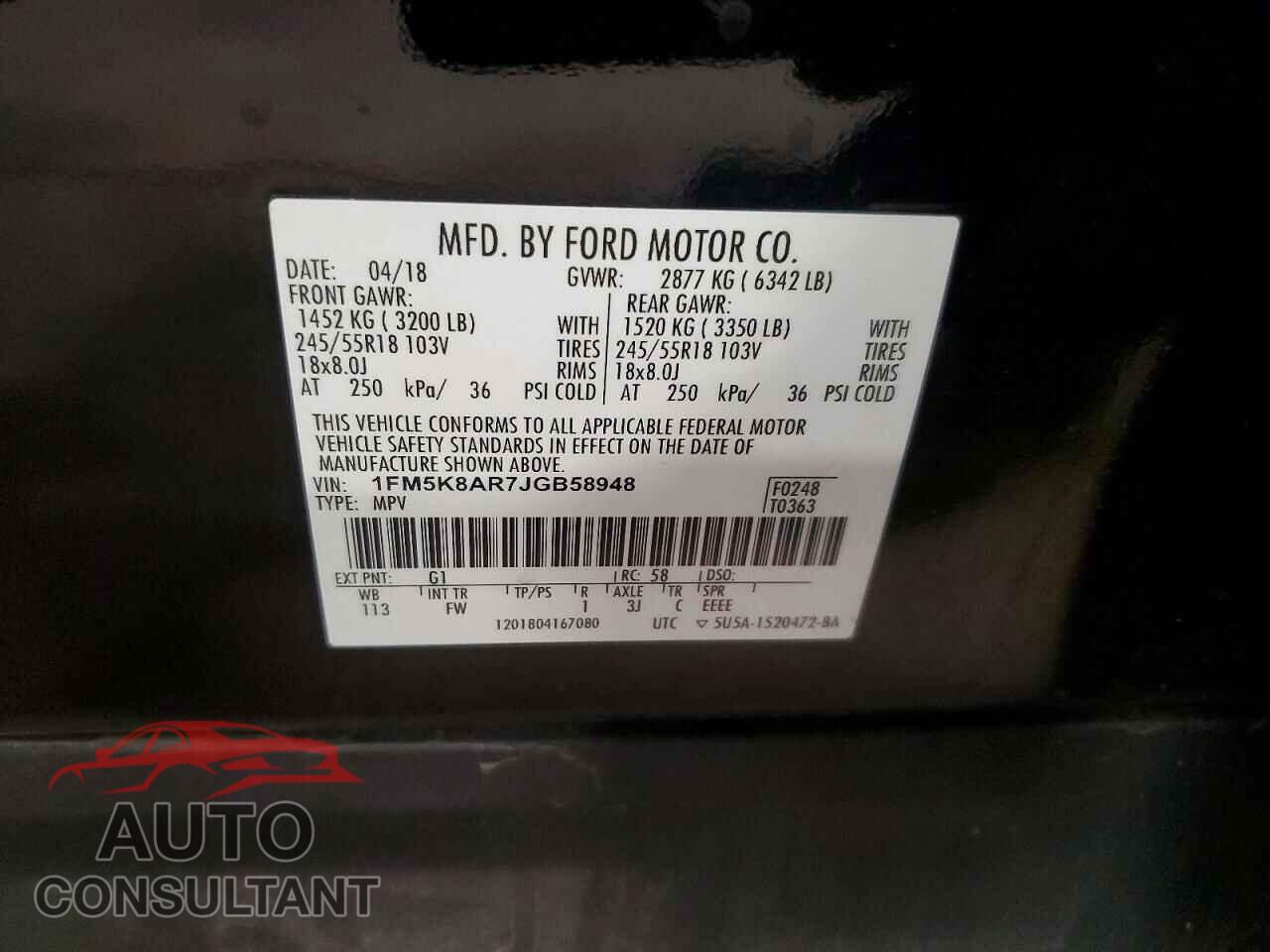 FORD EXPLORER 2018 - 1FM5K8AR7JGB58948