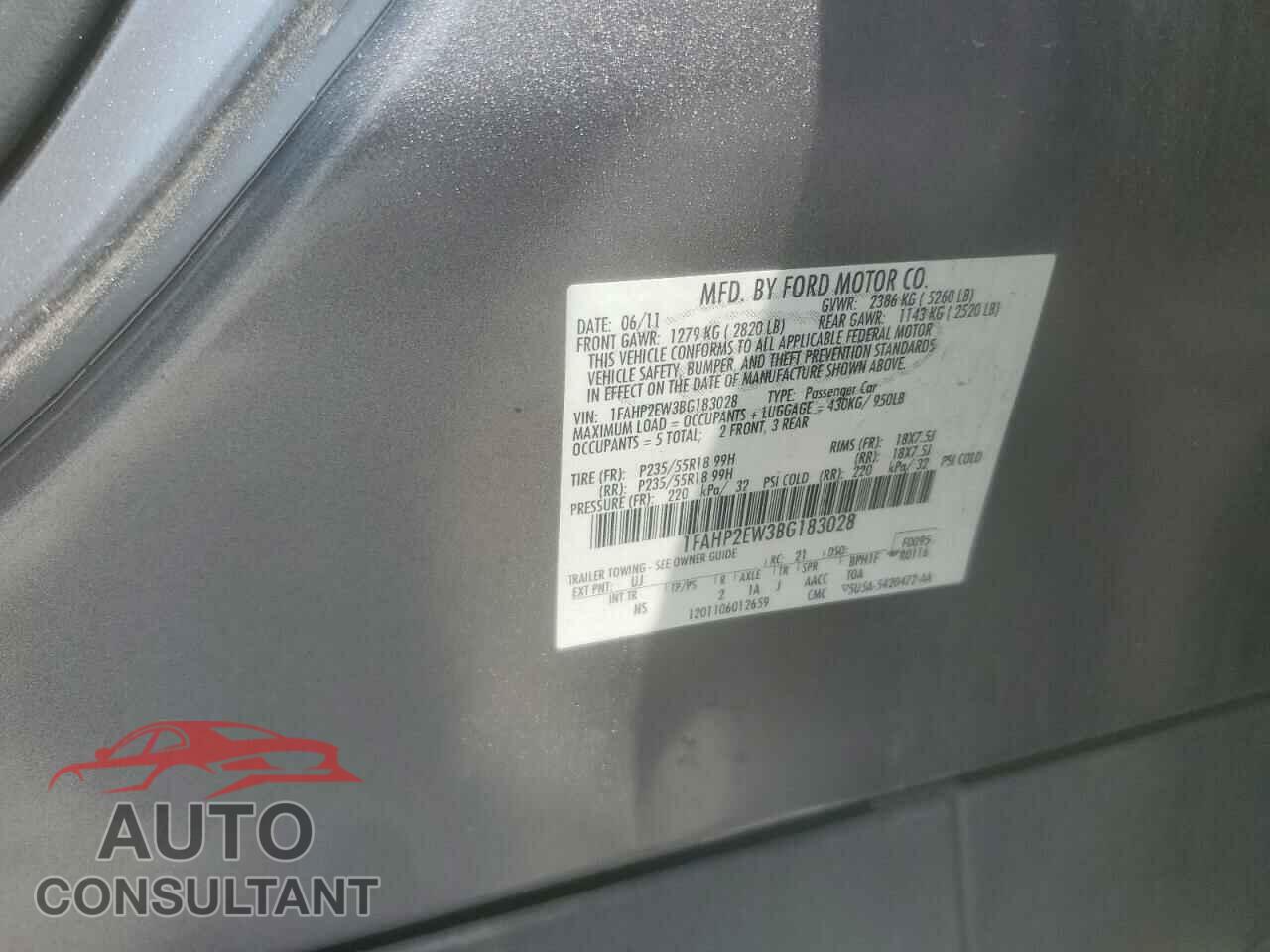 FORD TAURUS 2011 - 1FAHP2EW3BG183028
