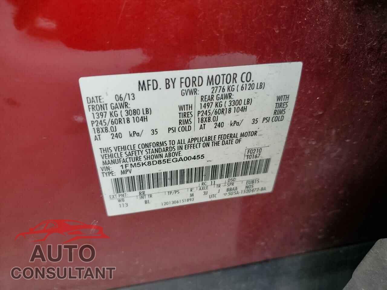 FORD EXPLORER 2014 - 1FM5K8D85EGA00455