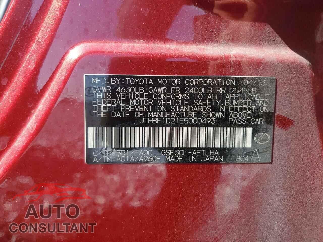 LEXUS IS 2014 - JTHBF1D21E5000493