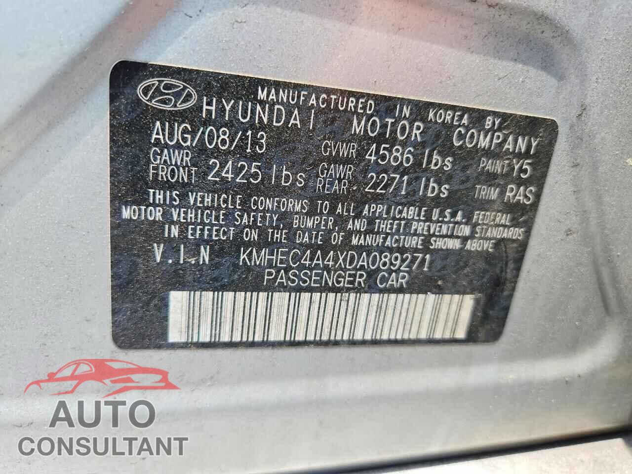 HYUNDAI SONATA 2013 - KMHEC4A4XDA089271