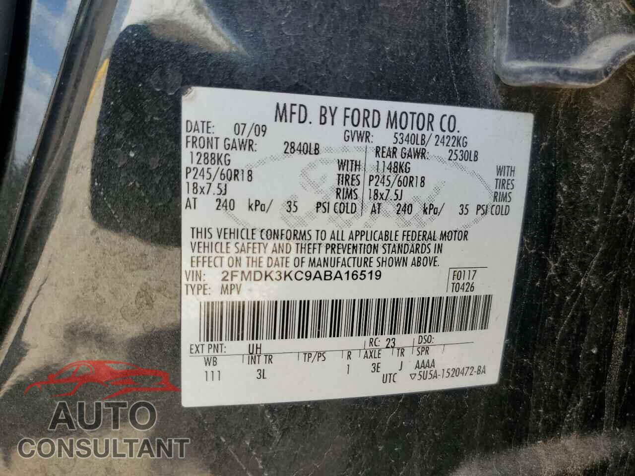 FORD EDGE 2010 - 2FMDK3KC9ABA16519