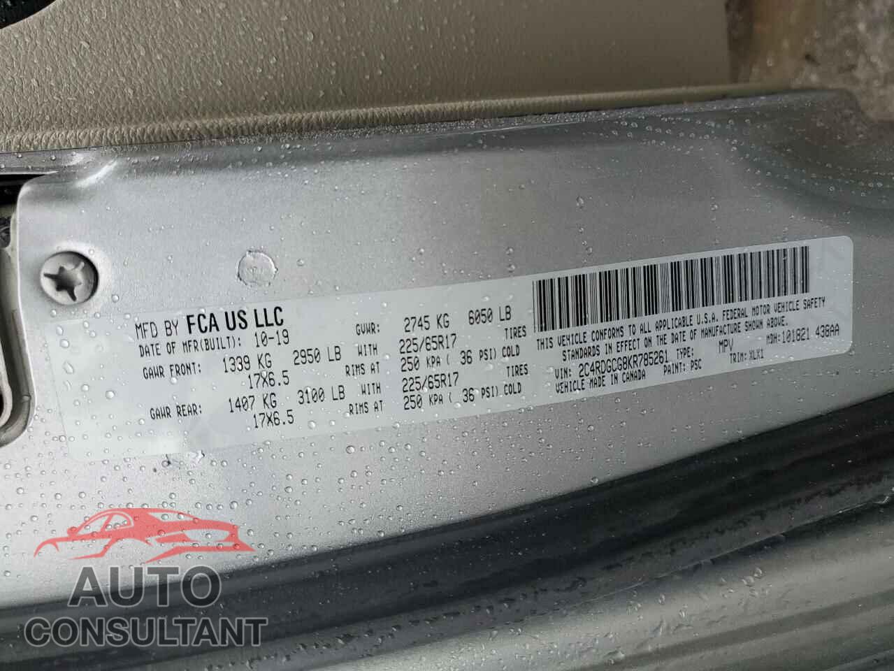 DODGE CARAVAN 2019 - 2C4RDGCG8KR785261