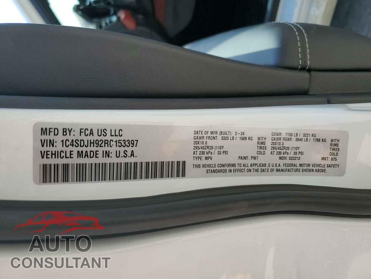 DODGE DURANGO 2024 - 1C4SDJH92RC153397