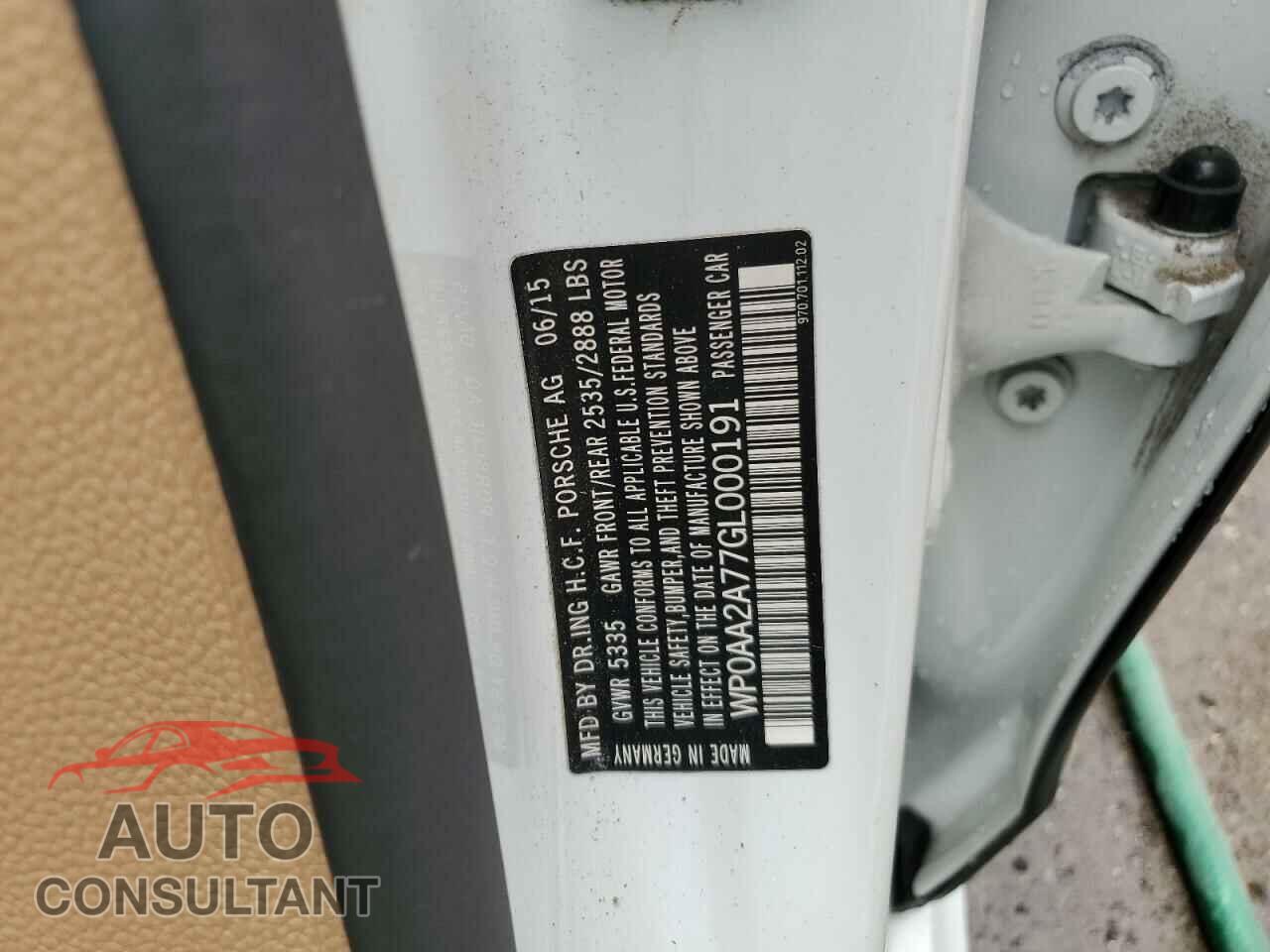 PORSCHE PANAMERA 2016 - WP0AA2A77GL000191