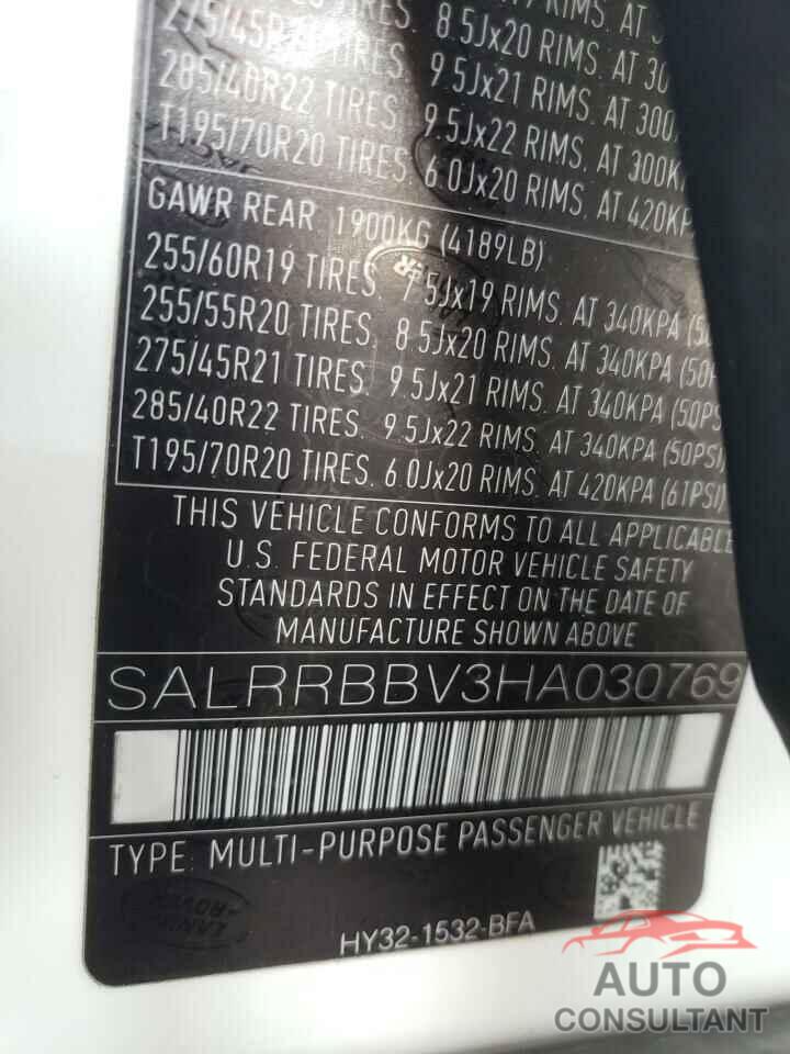 LAND ROVER DISCOVERY 2017 - SALRRBBV3HA030769