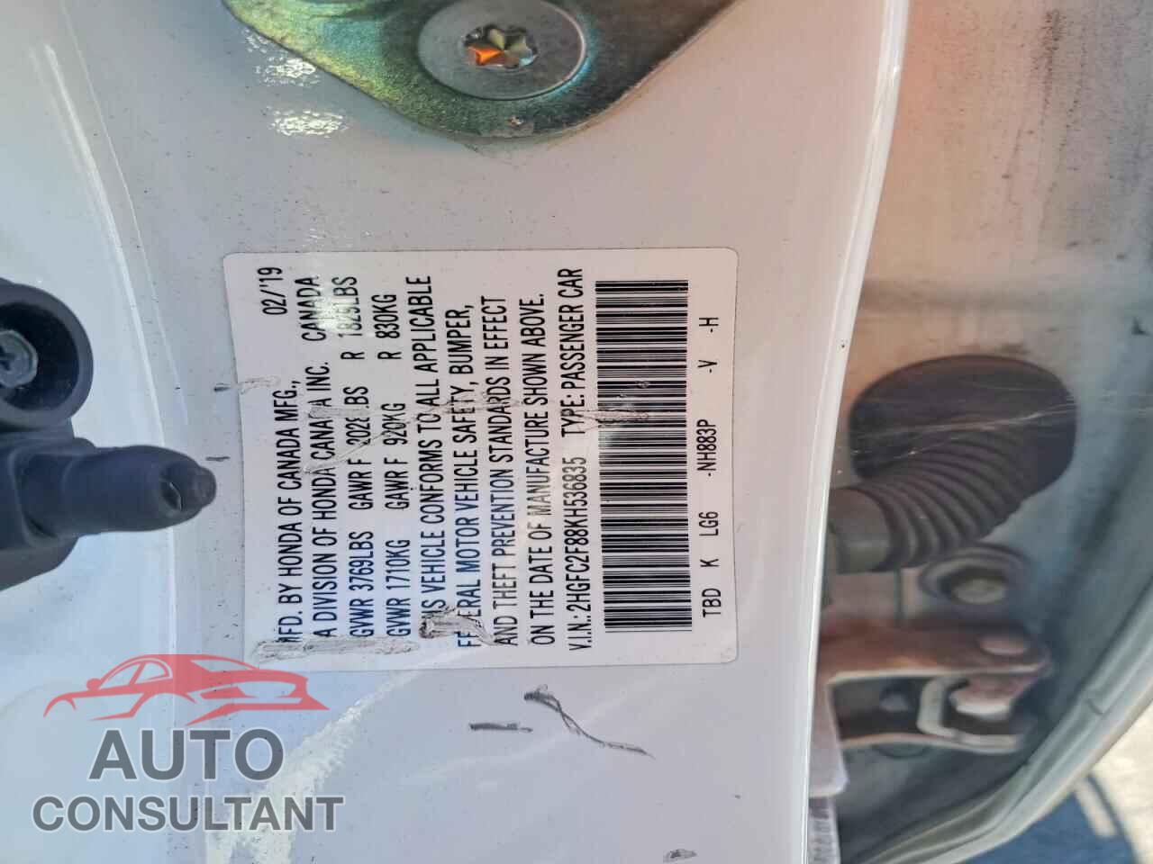 HONDA CIVIC 2019 - 2HGFC2F88KH536835