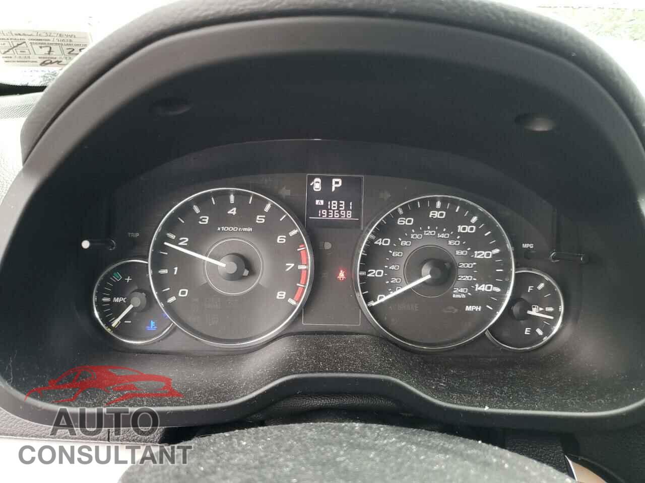 SUBARU OUTBACK 2012 - 4S4BRBGC7C3278449