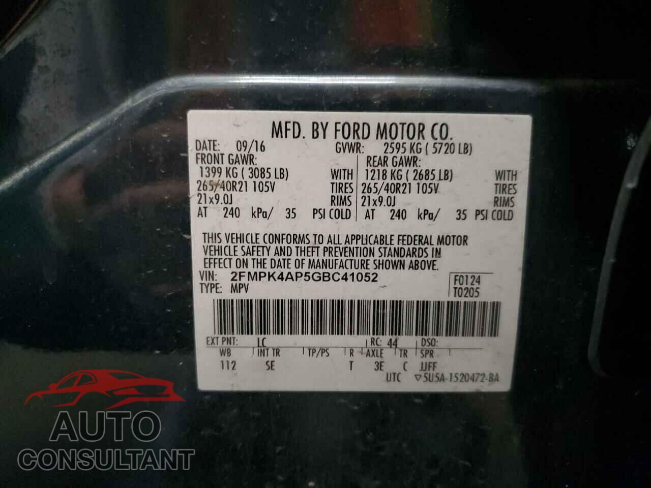 FORD EDGE 2016 - 2FMPK4AP5GBC41052