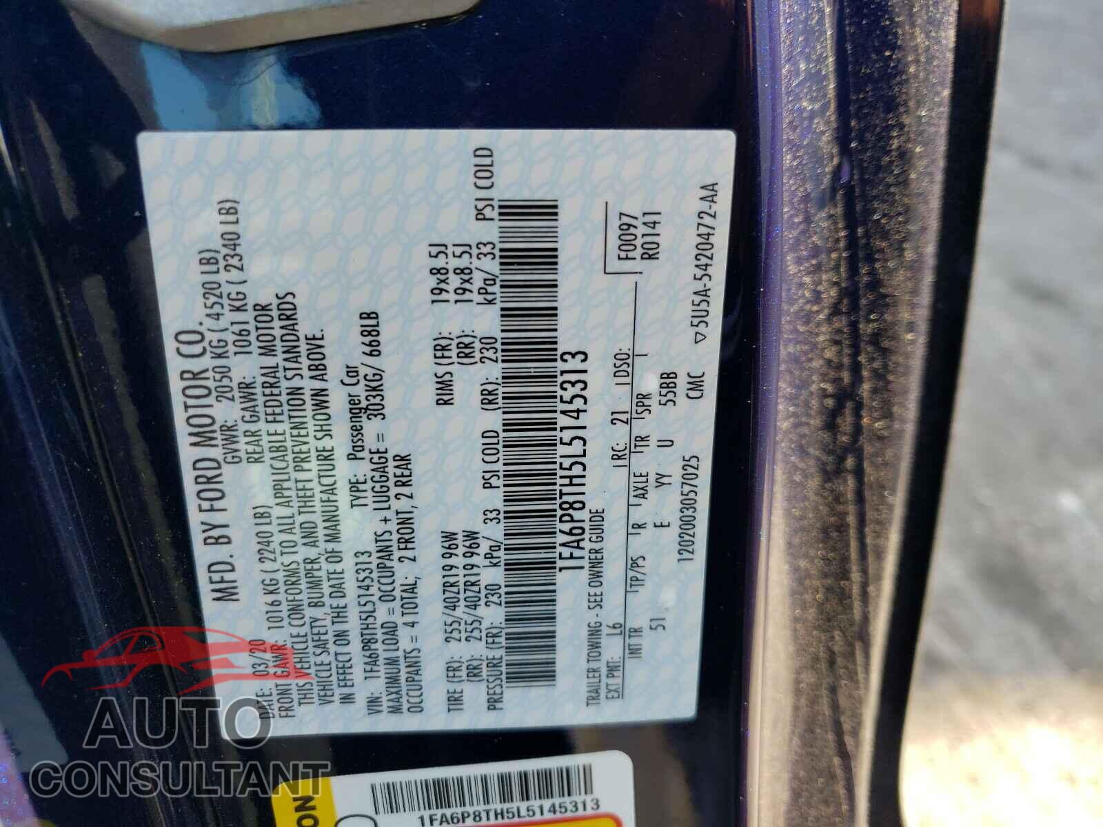 FORD MUSTANG 2020 - 1FA6P8TH5L5145313
