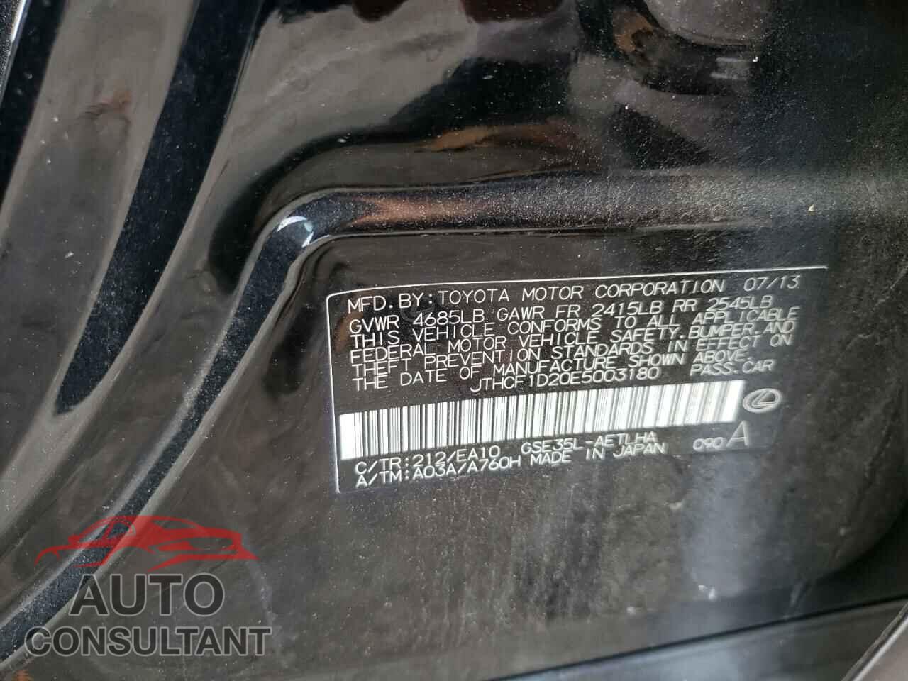 LEXUS IS 2014 - JTHCF1D20E5003180