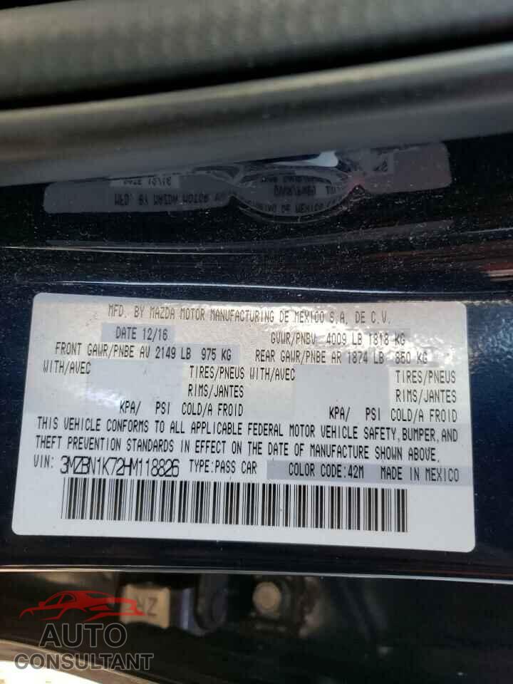 MAZDA 3 2017 - 3MZBN1K72HM118826