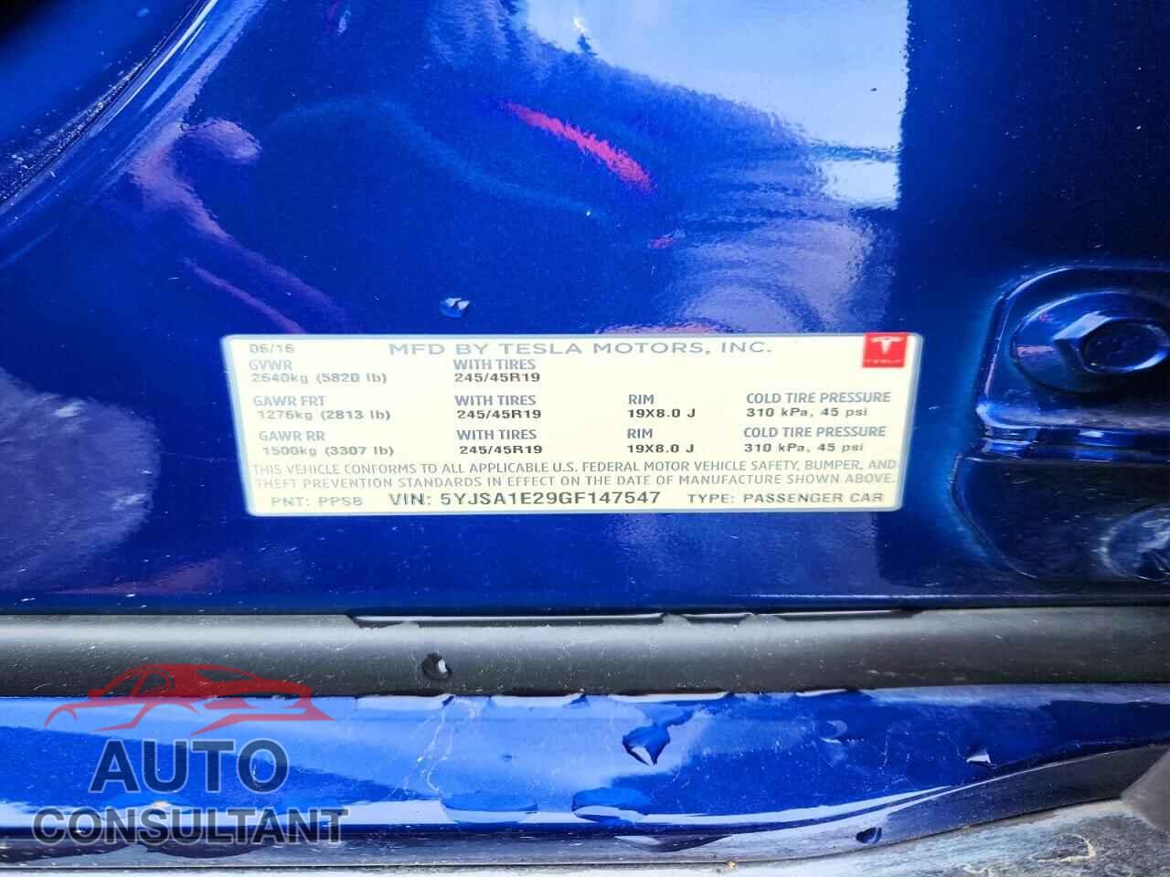 TESLA MODEL S 2016 - 5YJSA1E29GF147547
