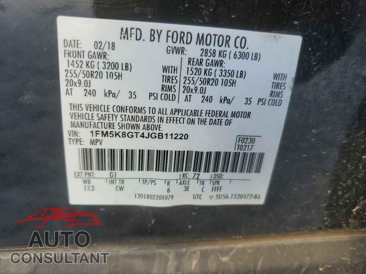 FORD EXPLORER 2018 - 1FM5K8GT4JGB11220