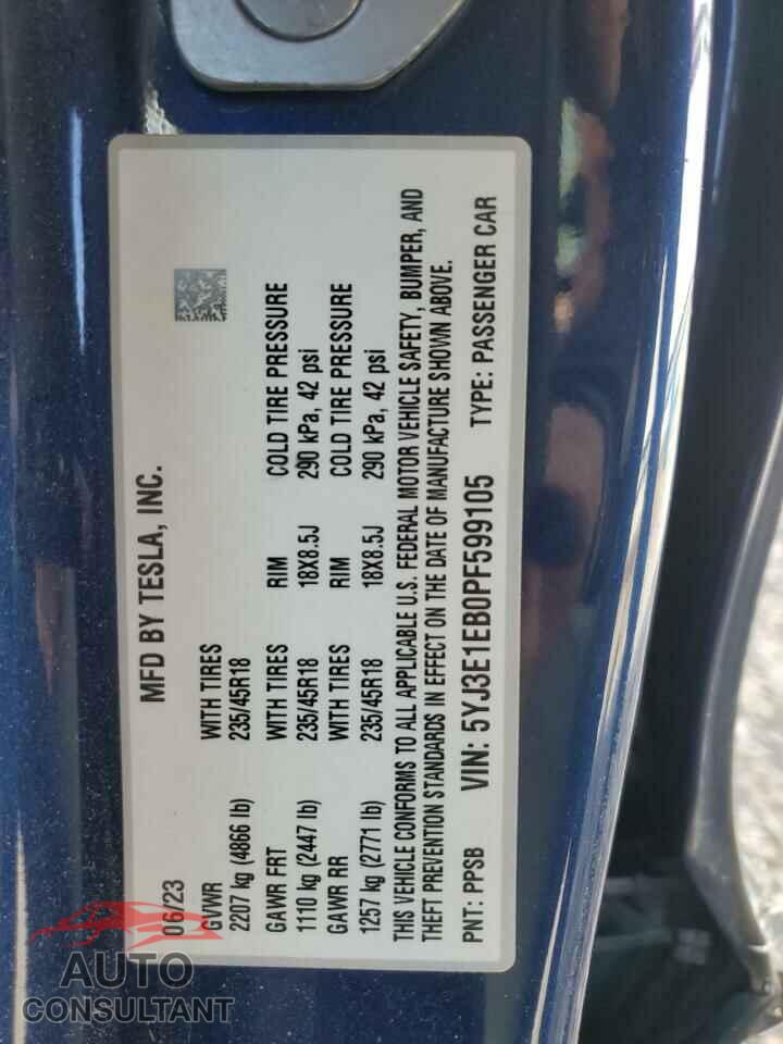 TESLA MODEL 3 2023 - 5YJ3E1EB0PF599105