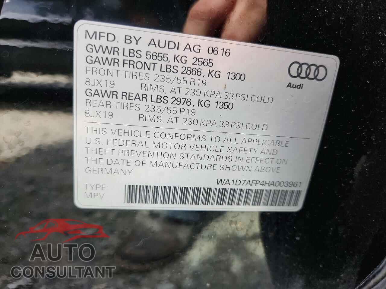 AUDI Q5 2017 - WA1D7AFP4HA003961