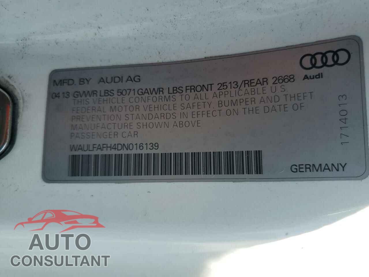 AUDI A5 2013 - WAULFAFH4DN016139