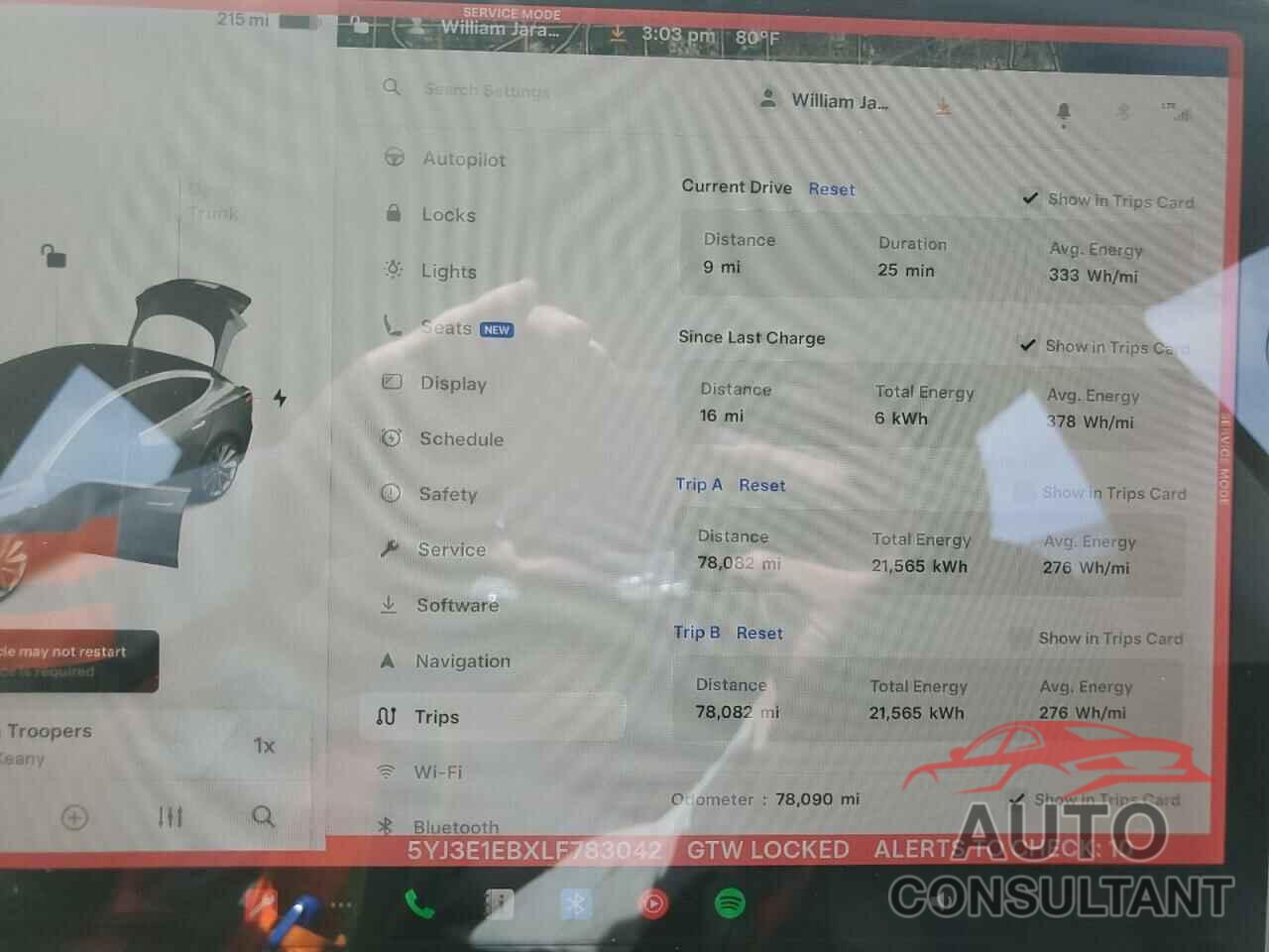 TESLA MODEL 3 2020 - 5YJ3E1EBXLF783042