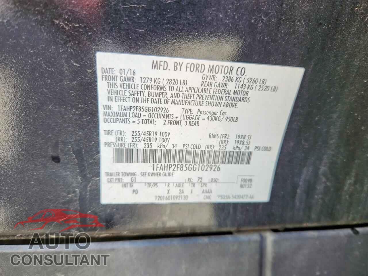 FORD TAURUS 2016 - 1FAHP2F85GG102926