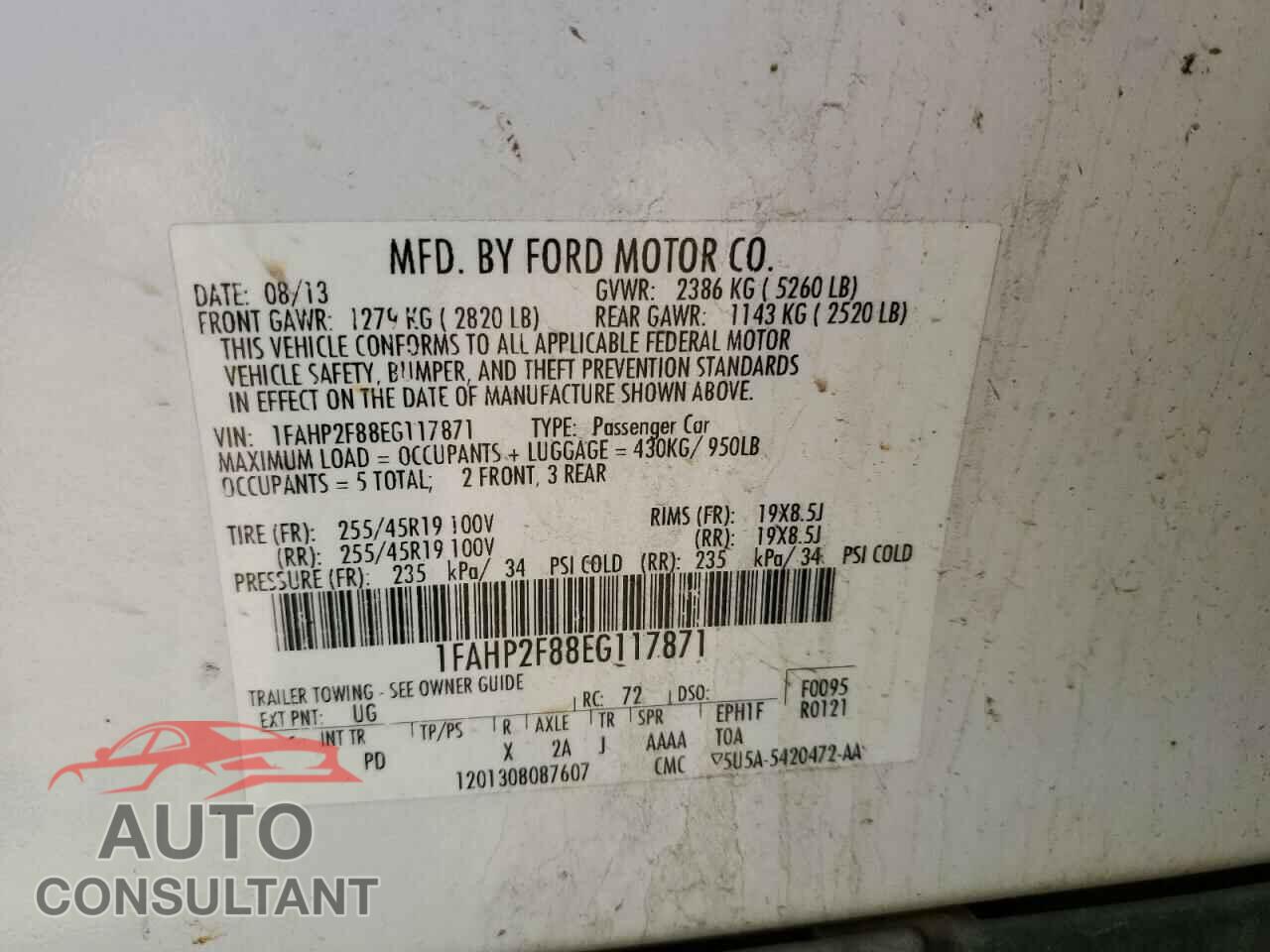 FORD TAURUS 2014 - 1FAHP2F88EG117871