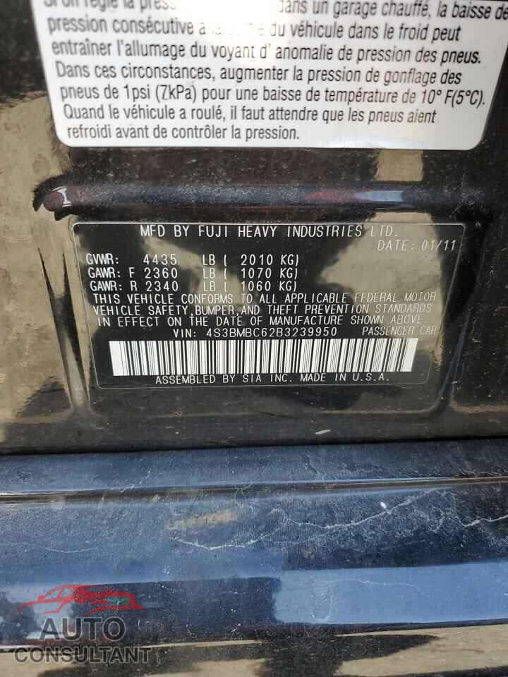SUBARU LEGACY 2011 - 4S3BMBC62B3239950