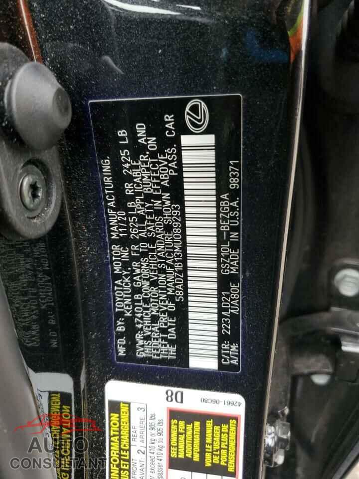 LEXUS ES350 2021 - 58ADZ1B13MU089293