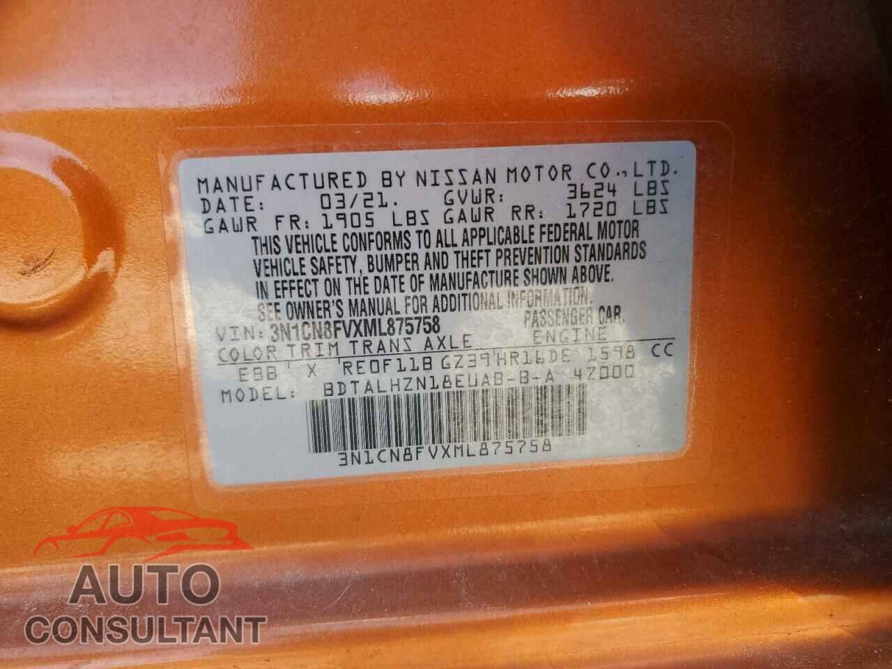 NISSAN VERSA 2021 - 3N1CN8FVXML875758