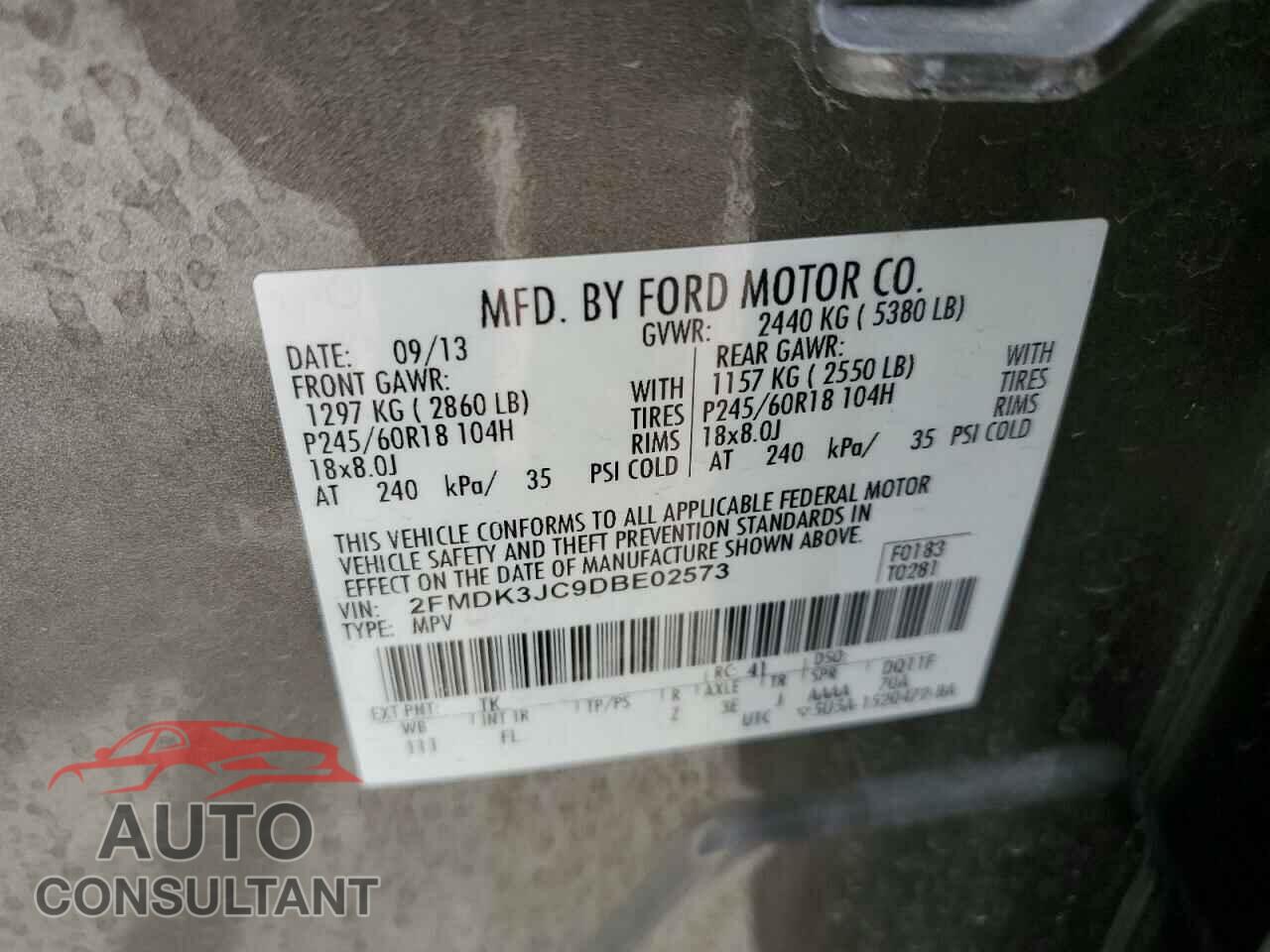 FORD EDGE 2013 - 2FMDK3JC9DBE02573