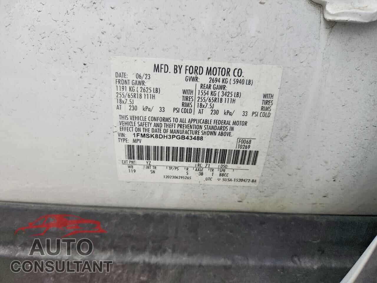FORD EXPLORER 2023 - 1FMSK8DH3PGB43488