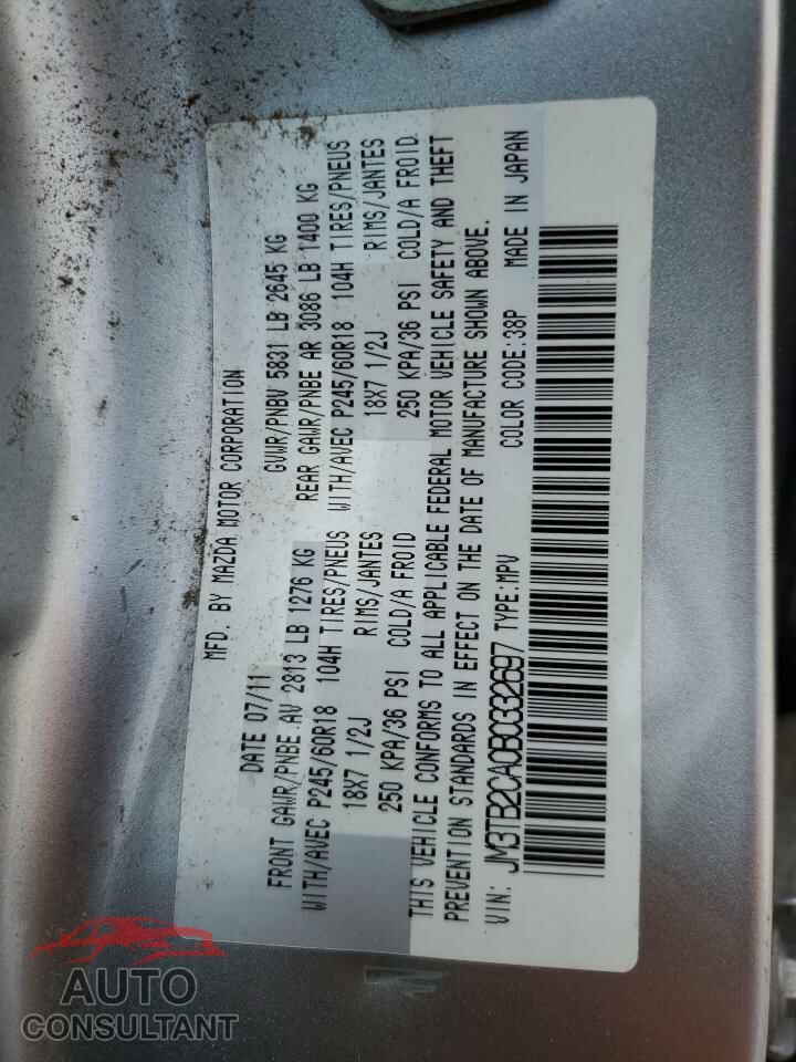 MAZDA CX-9 2011 - JM3TB2CA0B0332697