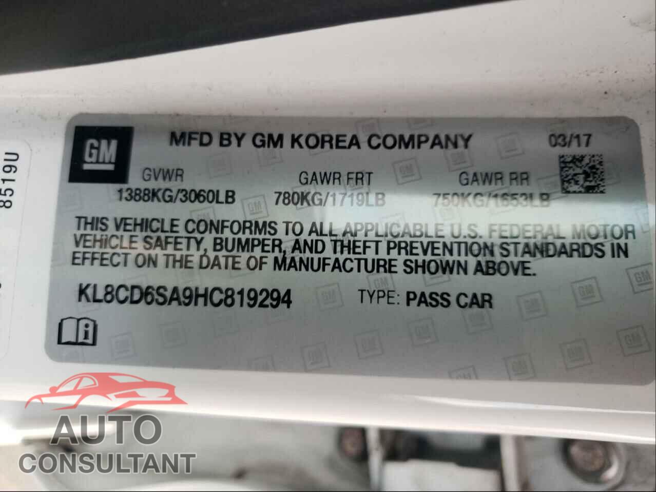CHEVROLET SPARK 2017 - KL8CD6SA9HC819294