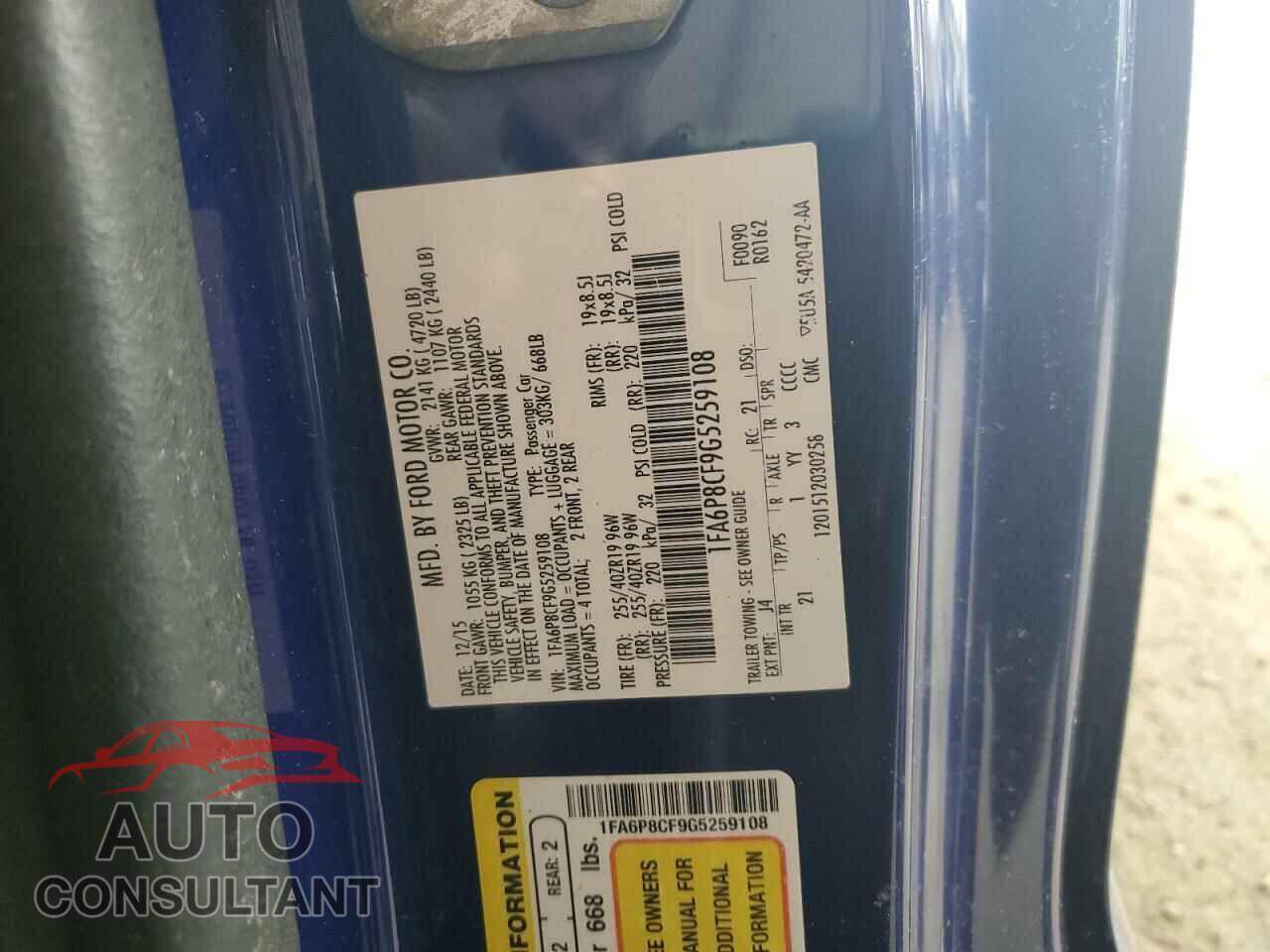 FORD MUSTANG 2016 - 1FA6P8CF9G5259108