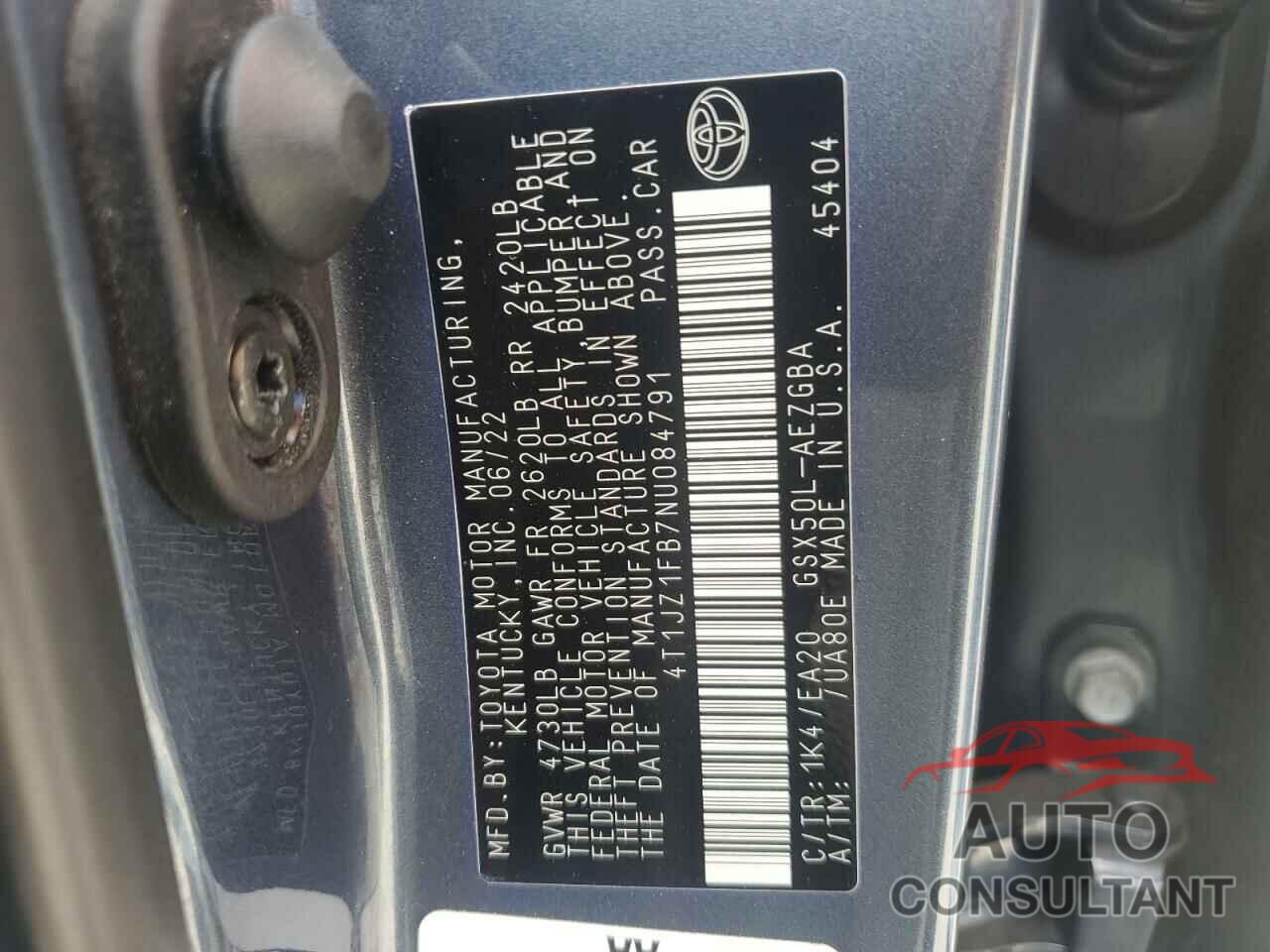 TOYOTA AVALON 2022 - 4T1JZ1FB7NU084791