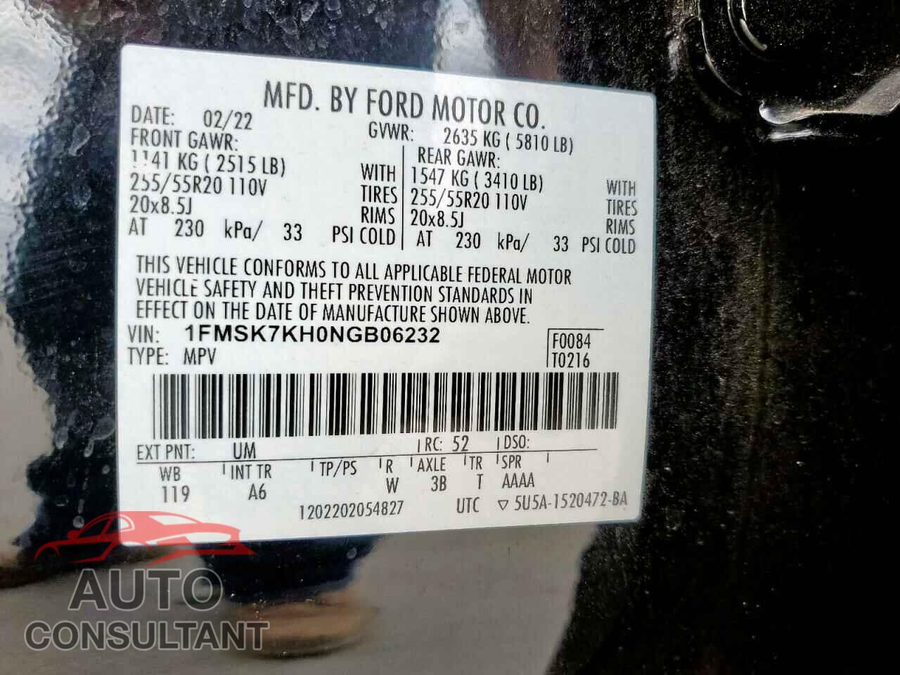 FORD EXPLORER 2022 - 1FMSK7KH0NGB06232
