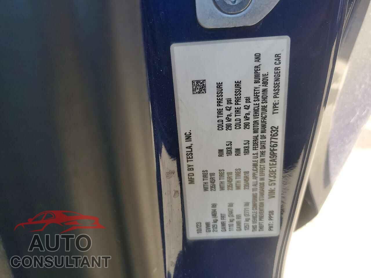 TESLA MODEL 3 2023 - 5YJ3E1EA9PF677632