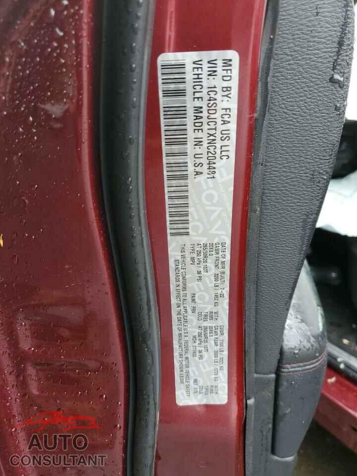 DODGE DURANGO 2022 - 1C4SDJCTXNC204481