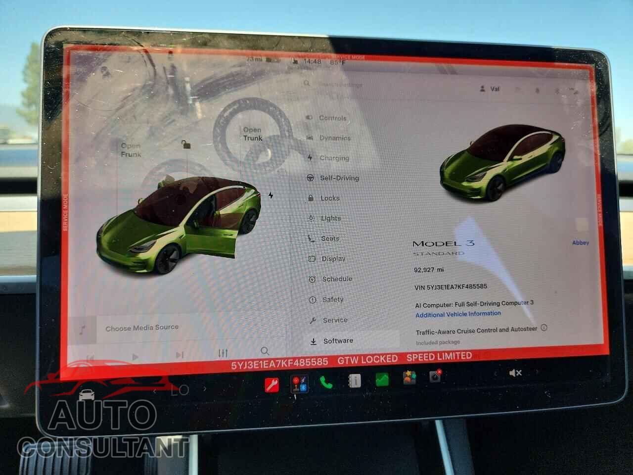 TESLA MODEL 3 2019 - 5YJ3E1EA7KF485585