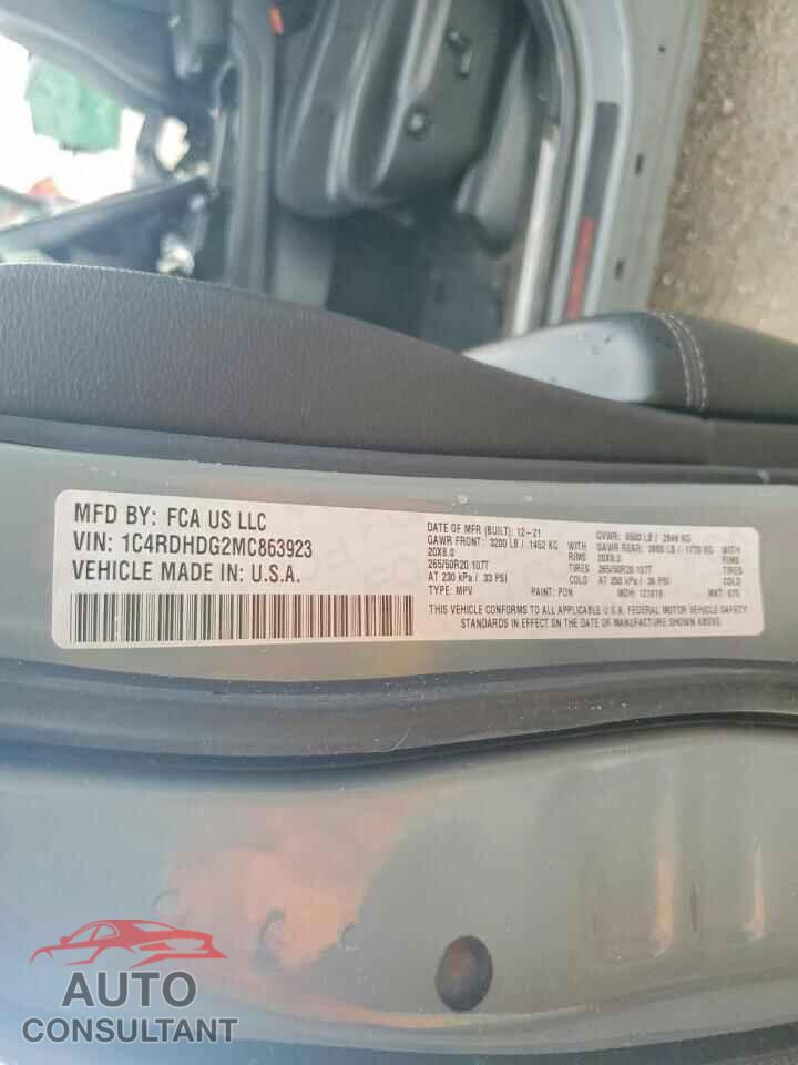 DODGE DURANGO 2021 - 1C4RDHDG2MC863923
