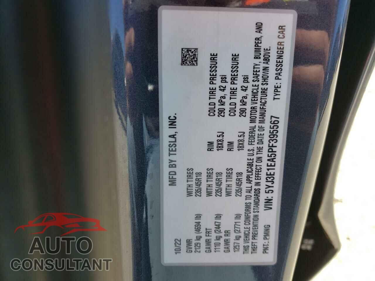 TESLA MODEL 3 2023 - 5YJ3E1EA5PF395567
