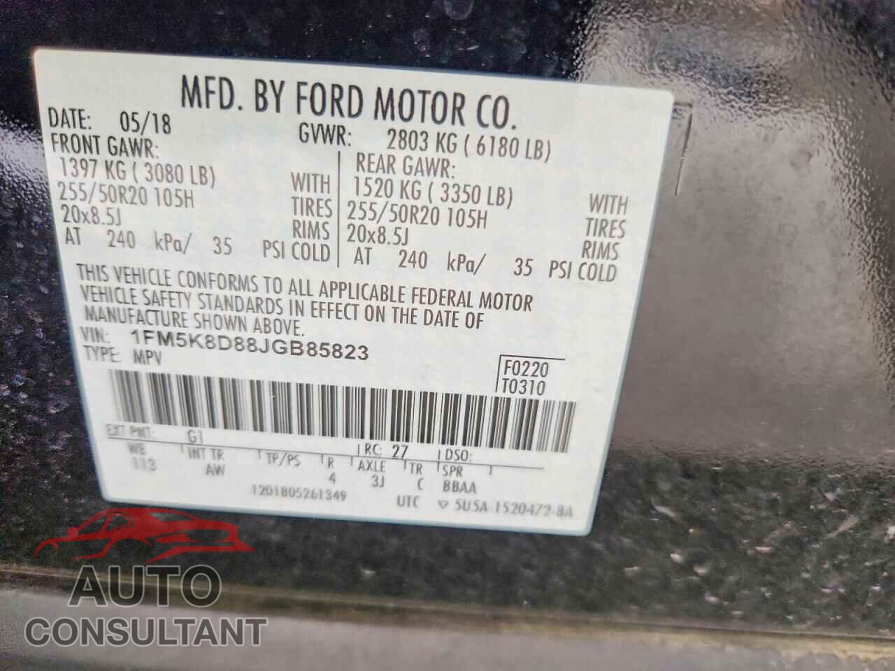 FORD EXPLORER 2018 - 1FM5K8D88JGB85823