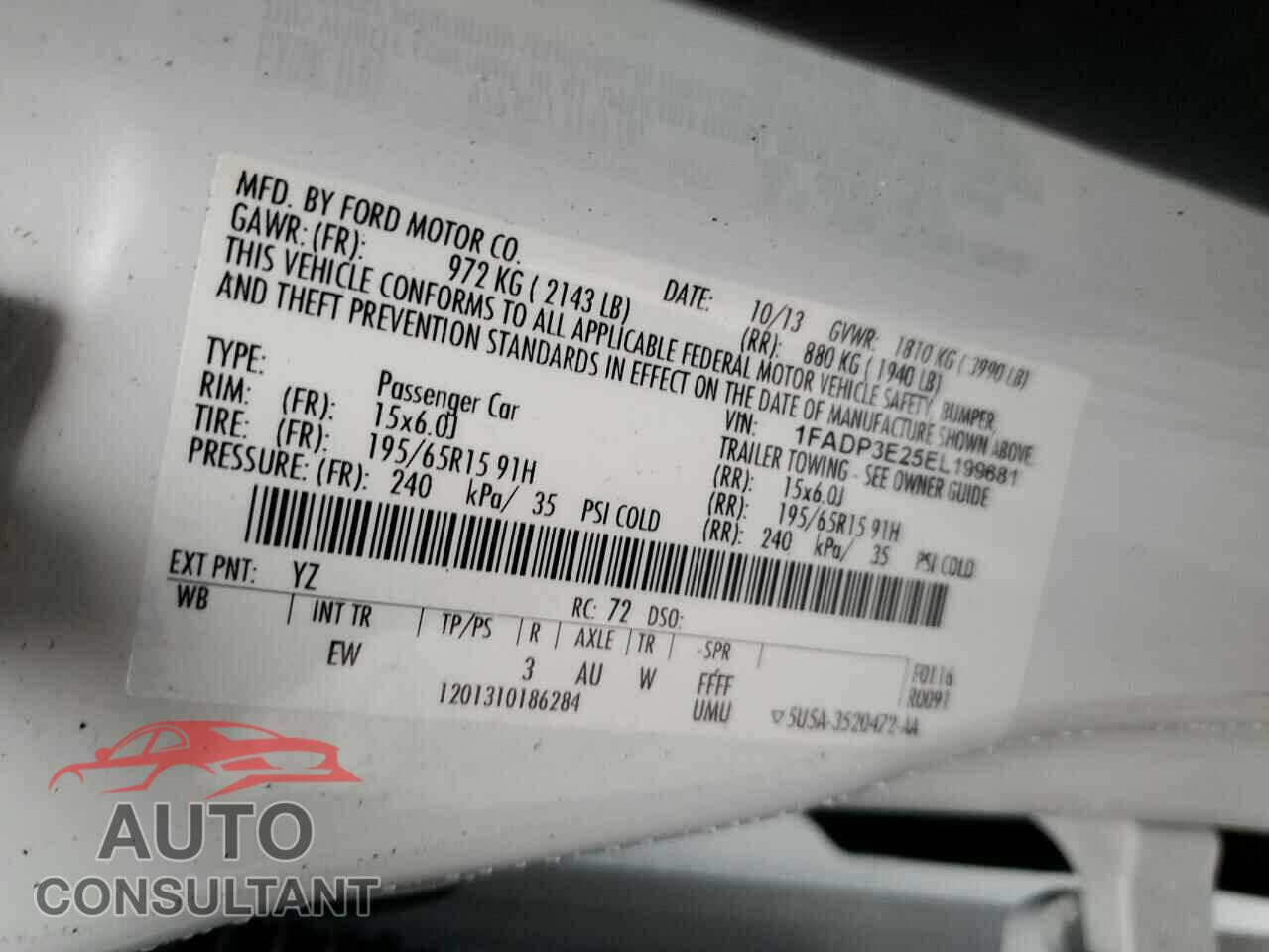 FORD FOCUS 2014 - 1FADP3E25EL199681