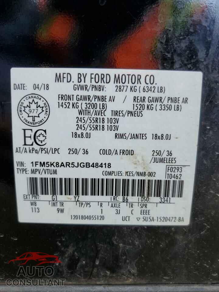FORD EXPLORER 2018 - 1FM5K8AR5JGB48418