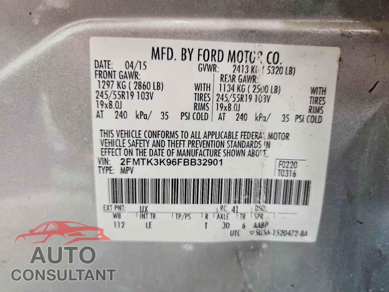 FORD EDGE 2015 - 2FMTK3K96FBB32901