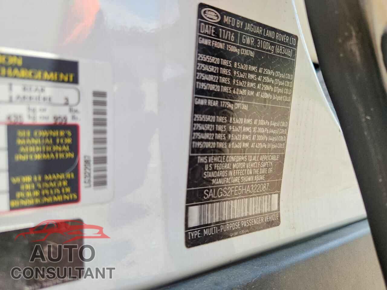 LAND ROVER RANGEROVER 2017 - SALGS2FE5HA322087