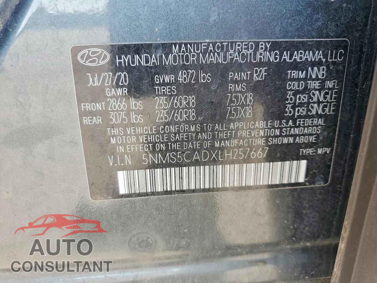 HYUNDAI SANTA FE 2020 - 5NMS5CADXLH257667